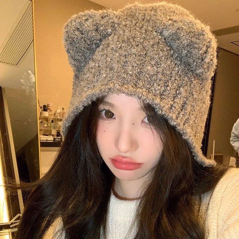 Kawaii Cozy Bear Beanie 🐻✨ - Thicken Warm Winter Hat for Women, Cute Travel Pullover Cap! 🌟