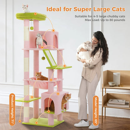 Cactus Cat Tree 71 Inch Tall Indoor Cat Tower With Multi Level Big Condo Pads 🐱🌵