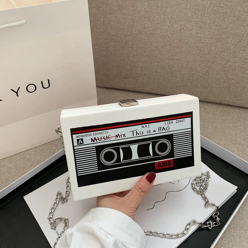 Kawaii Retro Tape Radio Shoulder Bag 🎶✨ | Adorable Square Crossbody for Trendy Vibes 💖