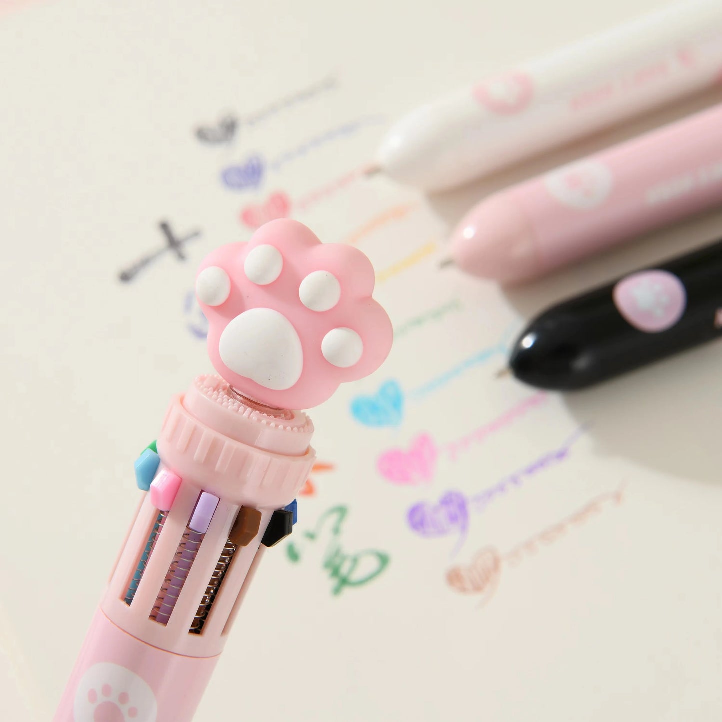 Kawaii Cat Paw Silicone Ballpoint Pen 🎀 | 10 Colorful Chunky Writing Tools for School & Office 🐾✨