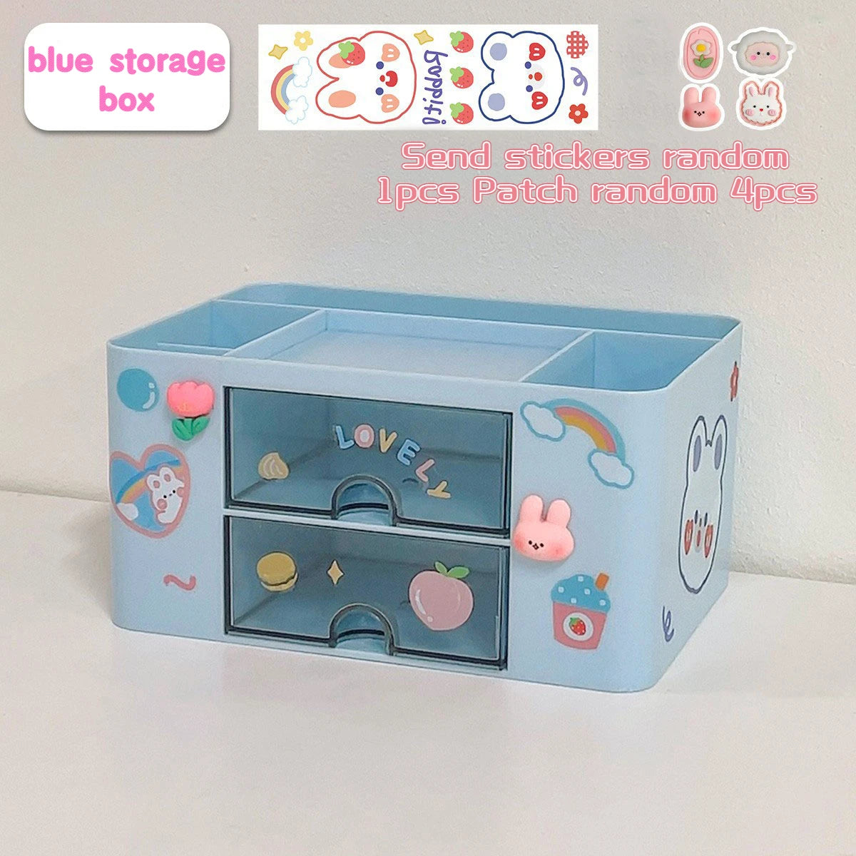 Kawaii Desktop Pen Holder 🌈✨ Cute Storage Box with Drawer for Office & School Supplies 🖊️📏