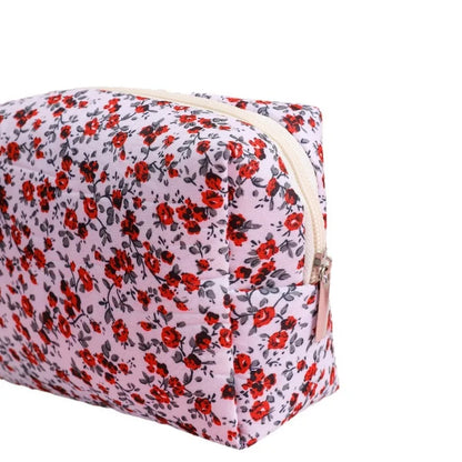 Kawaii Floral Makeup Organizer 🌸✨ Cute Travel Case for Cosmetics & Brushes 👜💖