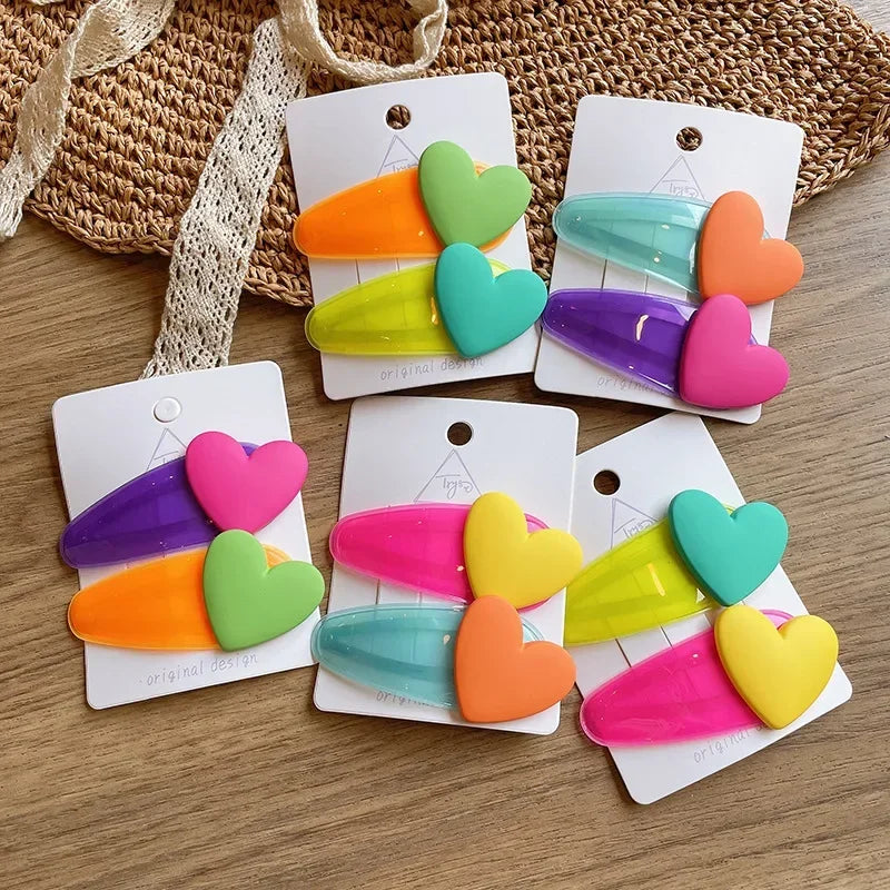 ❤️✨ Sweet Heart Vibes: Adorable 2pc Colorful Hairpin Clips for Girls & Kids! 🦄🌈 - Pixie Quill