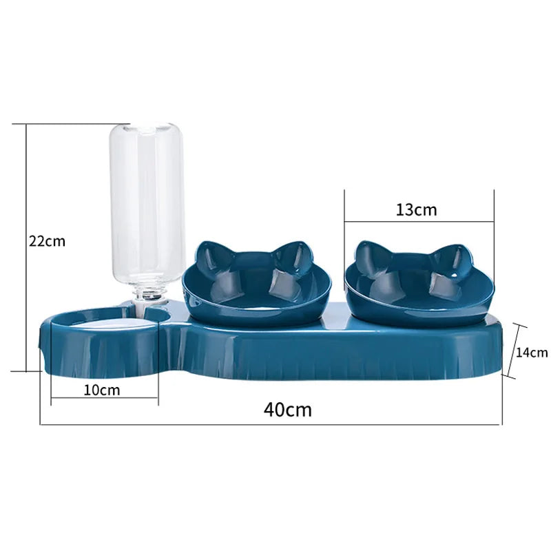 Kawaii 3-in-1 Cat Feeder & Water Dispenser 🐾💕 | Adorable Double Bowl Set for Small Pets 🐱💧 | Cute Cat Accessories