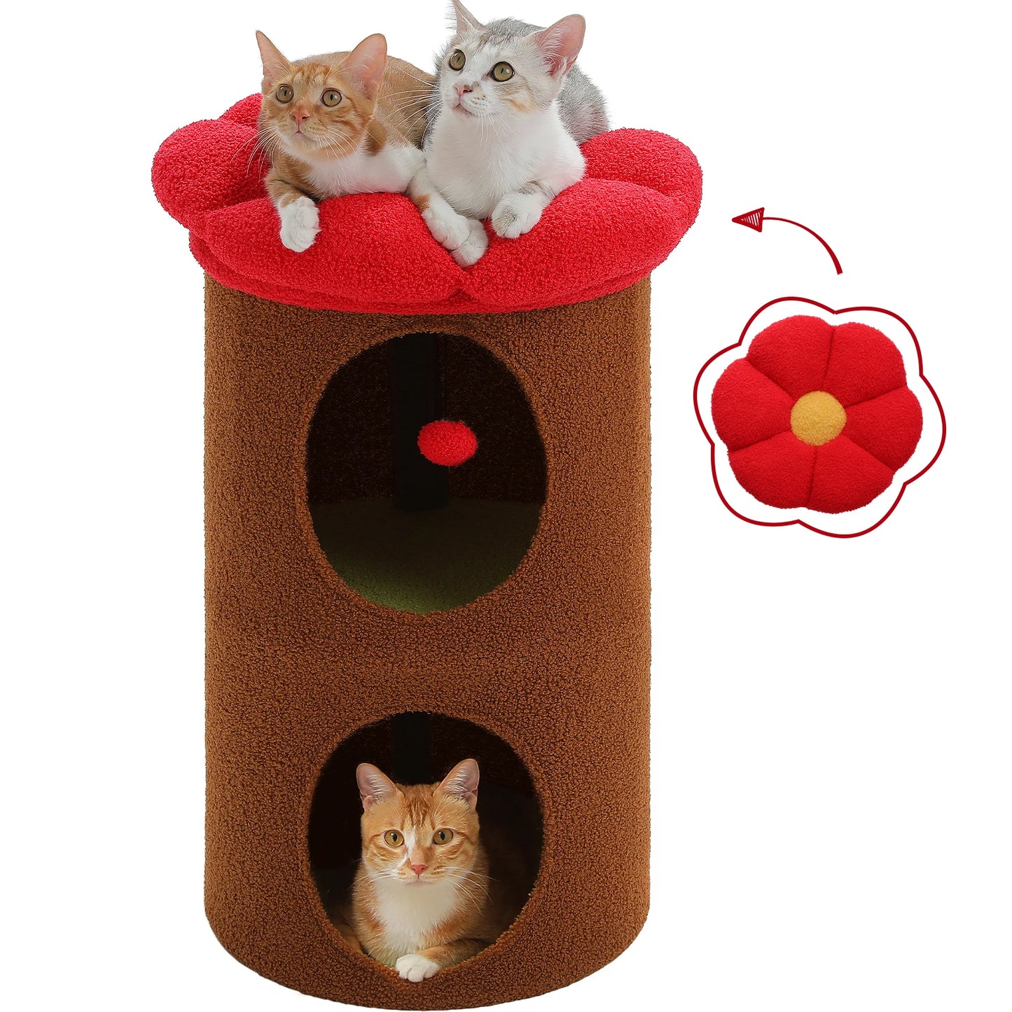 2-Storey Cat Beds For Indoor Cats With Removable Flower Bed Cute Cat Cave And Hideaway Condo 🐾😺🌸