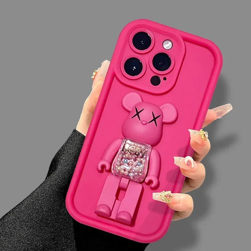 Adorable Kawaii 3D Bear TPU Phone Case for iPhone 15/14/13/12/11 Pro Max – Shockproof Matte Cover with Cute Animal Design 🐻📱✨