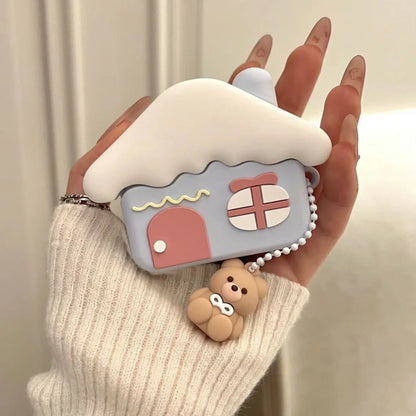 Adorable Bear Snow House AirPods Pro Case ❄️🐻 Fun & Protective Silicone Cover for Bluetooth Earbuds! 🎧✨ - Pixie Quill