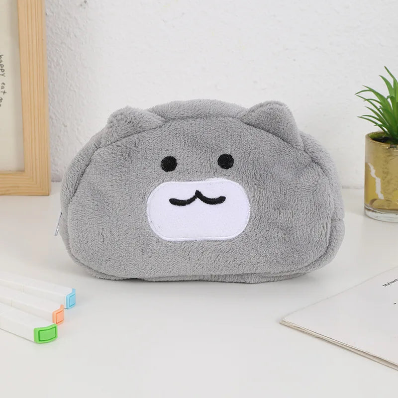 Adorable Kawaii Plush Cat Makeup Organizer 🐱✨ - Fun Cosmetic Storage Bag & Pencil Case for Girls! 🎀🎨