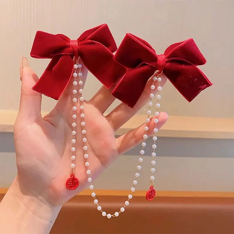 🌸 Sparkling Princess Pearl Bow Hair Clip 🌟 Adorable Hairpins for Girls! 🎀✨