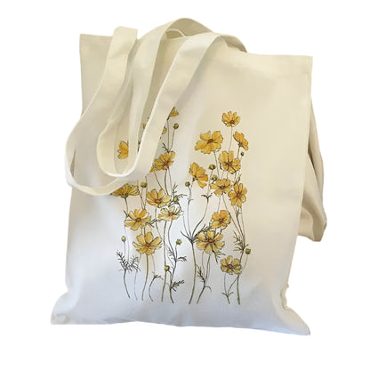 Kawaii Floral Canvas Tote 🌼💖 | Cute Eco-Friendly Shoulder Bag for School & Shopping 🌸✨