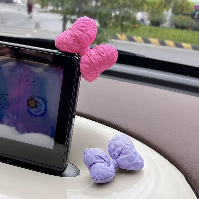 Kawaii Puff Bow Car Decor 🎀✨ | Adorable Light Luxury Fabric Accessories for Your Auto Interior! 🚗💕