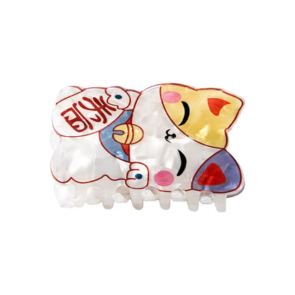 Kawaii Cat Magic ✨ Large Acetate Hair Claw Clip 🐱🎀 Lucky Shark Clip for Stylish Ponytails!