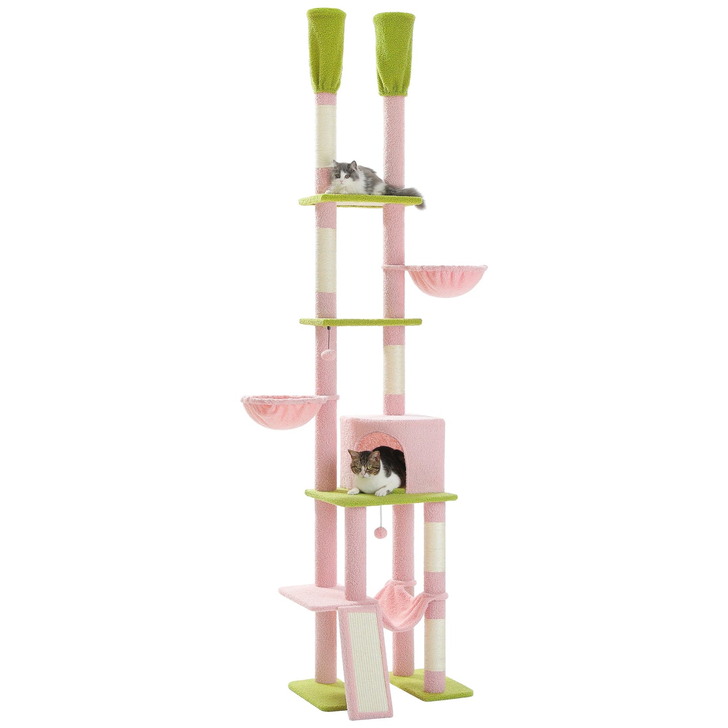 Pink Floor To Ceiling Cat Tree Tower With 7 Tiers Hammocks And Condos 🐾