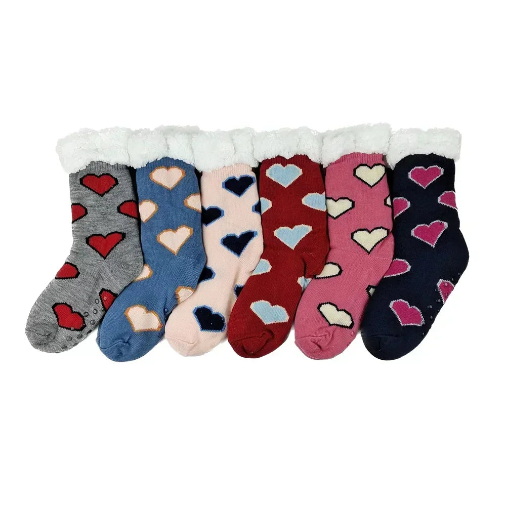 Fluffy Winter Socks For Women Warm Plush Non Slip Slipper Snowflake Gift ❄️🎁