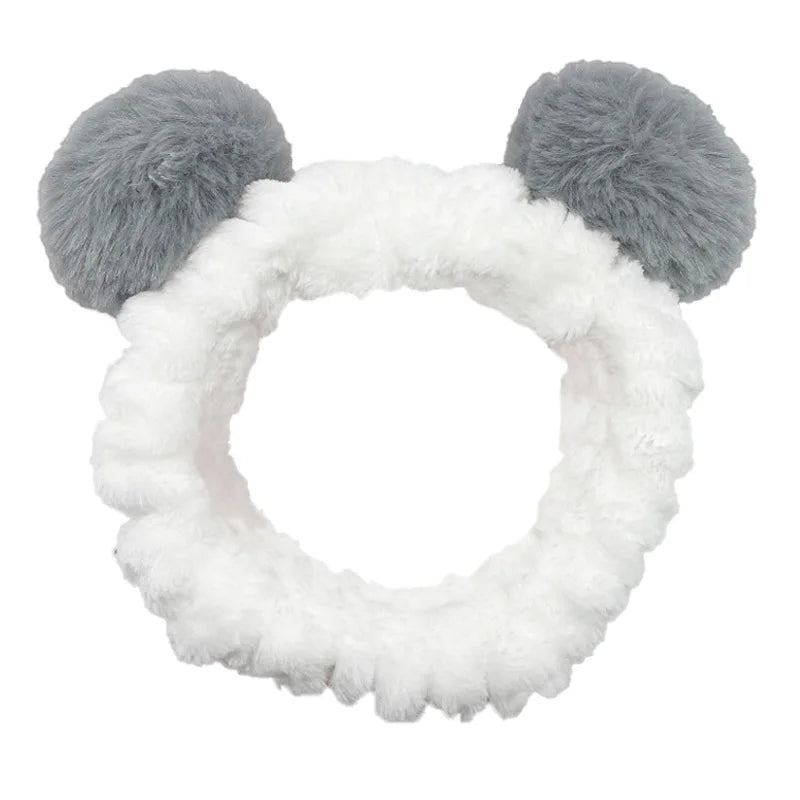 Women Wash Face Makeup Soft Coral Fleece Elastic Headband Head Wrap Cute Rabbit Bow Animal Ears Hairband Girl Hair Accessories
