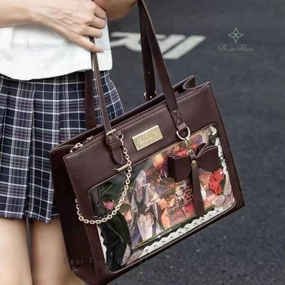 Kawaii Bow Ita Bag 🎀 | Cute Transparent Tote & Crossbody Handbag for Sweet Girls 🌟 | DIY Badge Display 💖