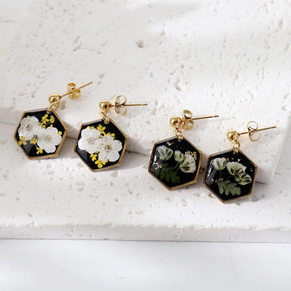 Elegant Pressed Flower Earrings For Women Natural Blue Floral Drop Earrings Handmake Epoxy Resin Plant Earring Jewelry Wholesale