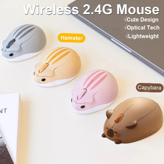 Kawaii Capybara Wireless Mouse 🐾✨ | Cute Portable Mute 2.4G USB Mice for Desktop & Laptop 💻 | Perfect Gift for Office Girls 🎁