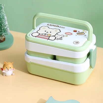 Kawaii 1350ML Bento Box 🍱✨ | Portable & Leakproof Lunch Container with Spoon & Fork 🍴🌸 | Perfect for School Girls!