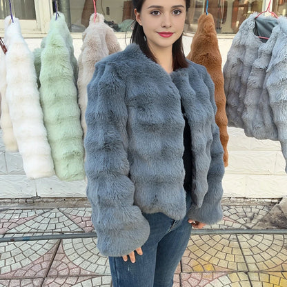 Kawaii Cozy Faux Fur Dream Coat for Women 🐻✨ | Trendy Short Plush Jacket for Autumn & Winter 2024! ❄️💕