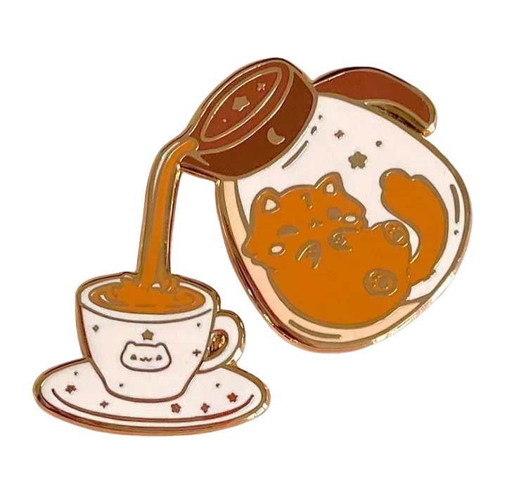 ✨ Kawaii Celestial Cat Cafe Enamel Pin 🌙 - Whimsical Accessory for Playful Styles! 🐾