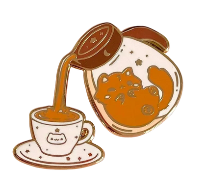 ✨ Kawaii Celestial Cat Cafe Enamel Pin 🌙 - Whimsical Accessory for Playful Styles! 🐾