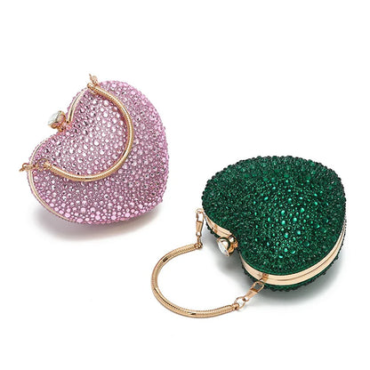 Sparkling Kawaii Heart-Shaped Crystal Clutch 🌟💖 | Rhinestone Evening Bag for Weddings & Parties 🎉✨