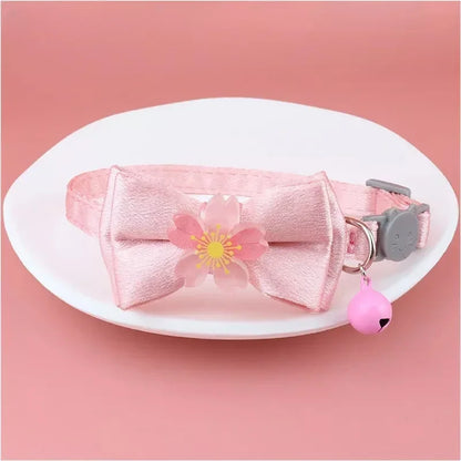 ✨ Cute Pink Lace Bow & Bead Cat Choker with Bell 🐾 Perfect Pet Accessory! 💖