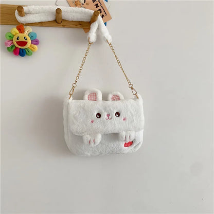 Kawaii Plush Frog Messenger Bag 🐸✨ - Cute Cartoon Shoulder Bag for Girls!