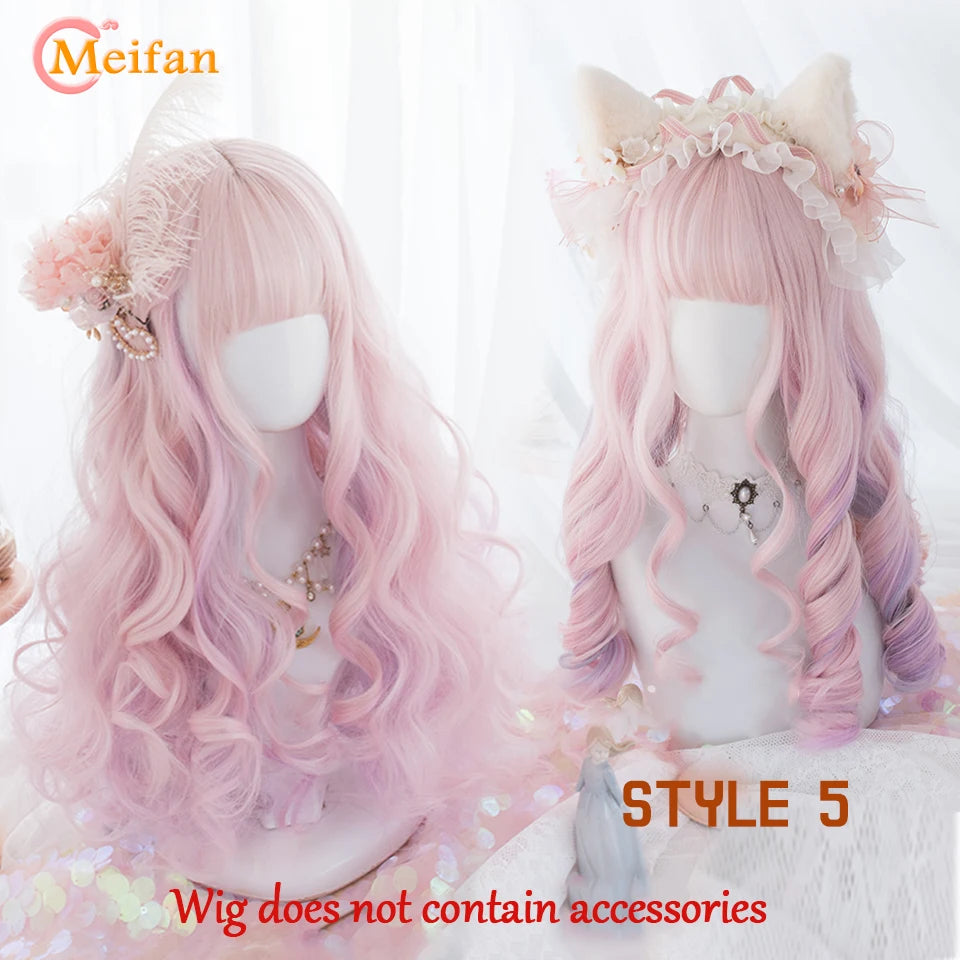 Kawaii Ombre Pink & Blonde Long Straight Wig 🎀✨ - Cute Lolita Cosplay Hair for Parties & Halloween! 🌸🖤