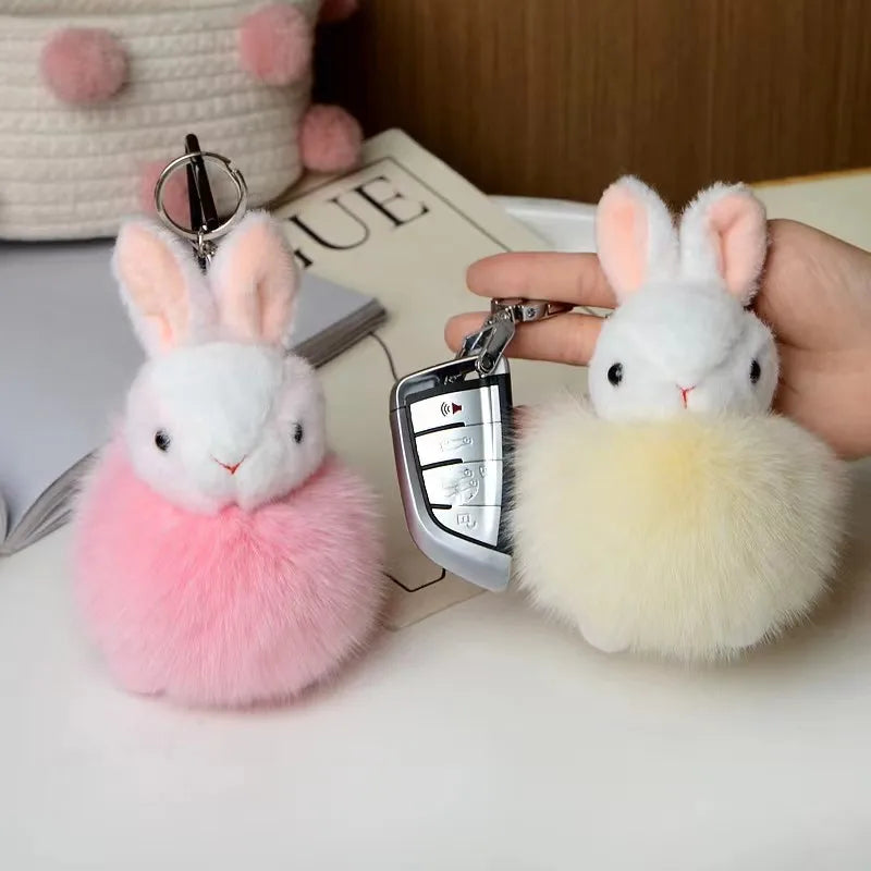 Adorable Fox Plush Key Chain Pendant With Rabbit Fur Ball For Car And Backpack 🦊