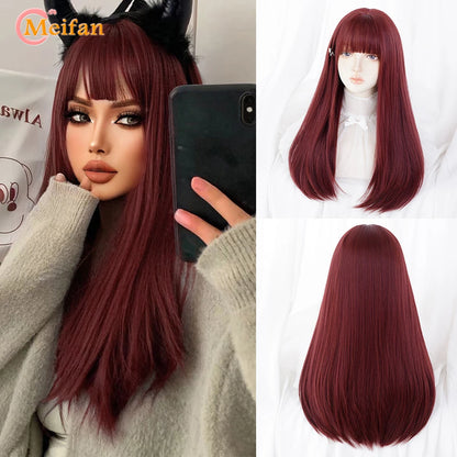 Kawaii Ombre Pink & Blonde Long Straight Wig 🎀✨ - Cute Lolita Cosplay Hair for Parties & Halloween! 🌸🖤