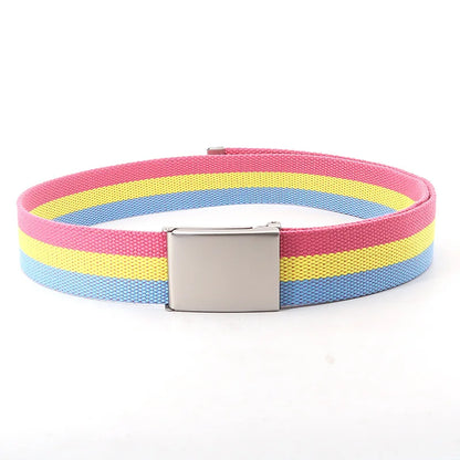 Kawaii Rainbow Striped Tactical Belt 🌈✨ Unisex Slim Fashion Accessory for Casual Vibes! 🐾🦄