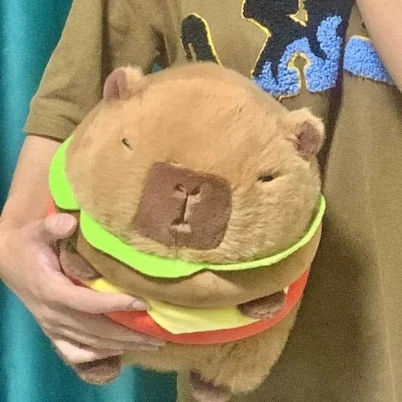 Kawaii Capybara Burger Plushie 🍔✨ | Adorable Soft Stuffed Animal Pillow for Cuddly Comfort 🐾💖