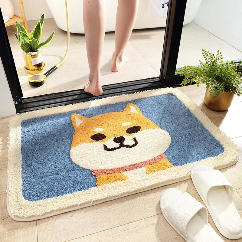Kawaii Frog & Bear Plush Bath Mat 🐸🧸 | Non-Slip, Ultra-Absorbent Bathroom Rug for Cozy Decor! 🌟✨