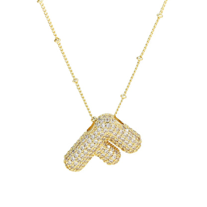 Kawaii CZ Zircon Balloon Initial Necklaces 🎈✨ A-Z Alphabet Bubble Letter Pendants for Trendy Women 💖 Fashion Jewelry