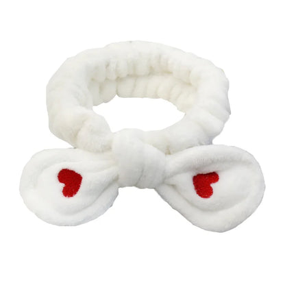 Women Wash Face Makeup Soft Coral Fleece Elastic Headband Head Wrap Cute Rabbit Bow Animal Ears Hairband Girl Hair Accessories
