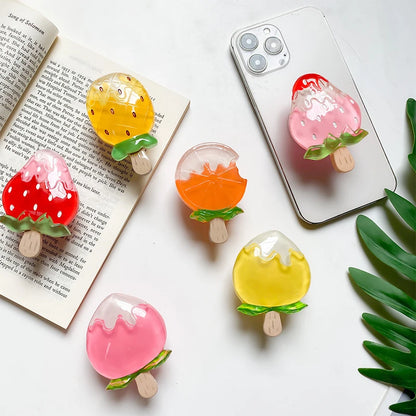 Kawaii 3D Fruit Popsicle Phone Grip Tok 🍉🍓 | Cute Stand Holder for iPhone & Samsung 🍍📱