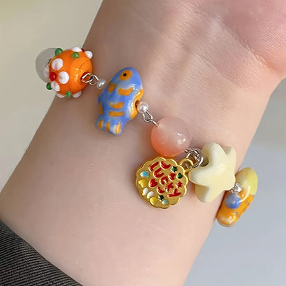 Kawaii Couple Fish Beaded Bracelets 🐟💖 | Adjustable, Colorful Charm for Dating & Parties 🎉