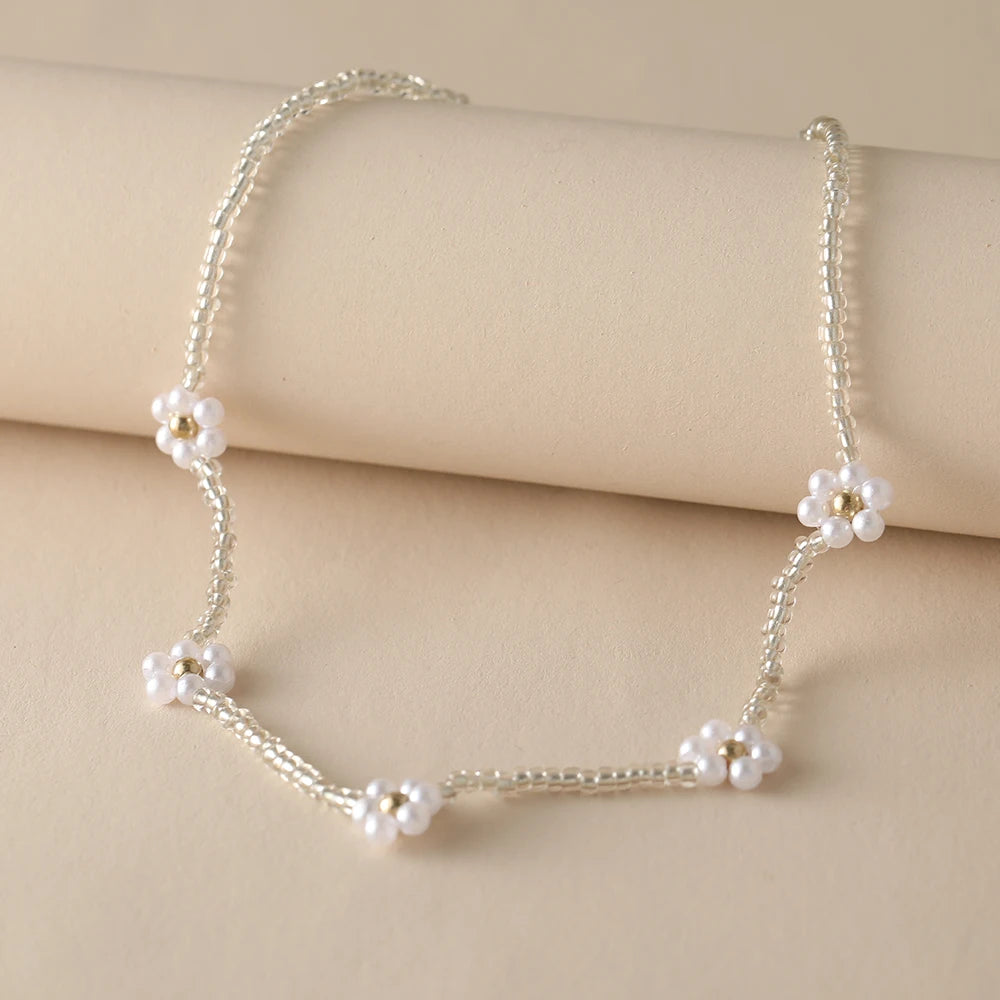 Whimsical Blossom Pearl Choker 🌸✨ Cute Colorful Beaded Necklace for Trendy Women! 🎀💖