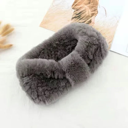 Lux Rex Rabbit Fur Knit Headband For Winter Warmth And Cute Vibes 🧣🐇