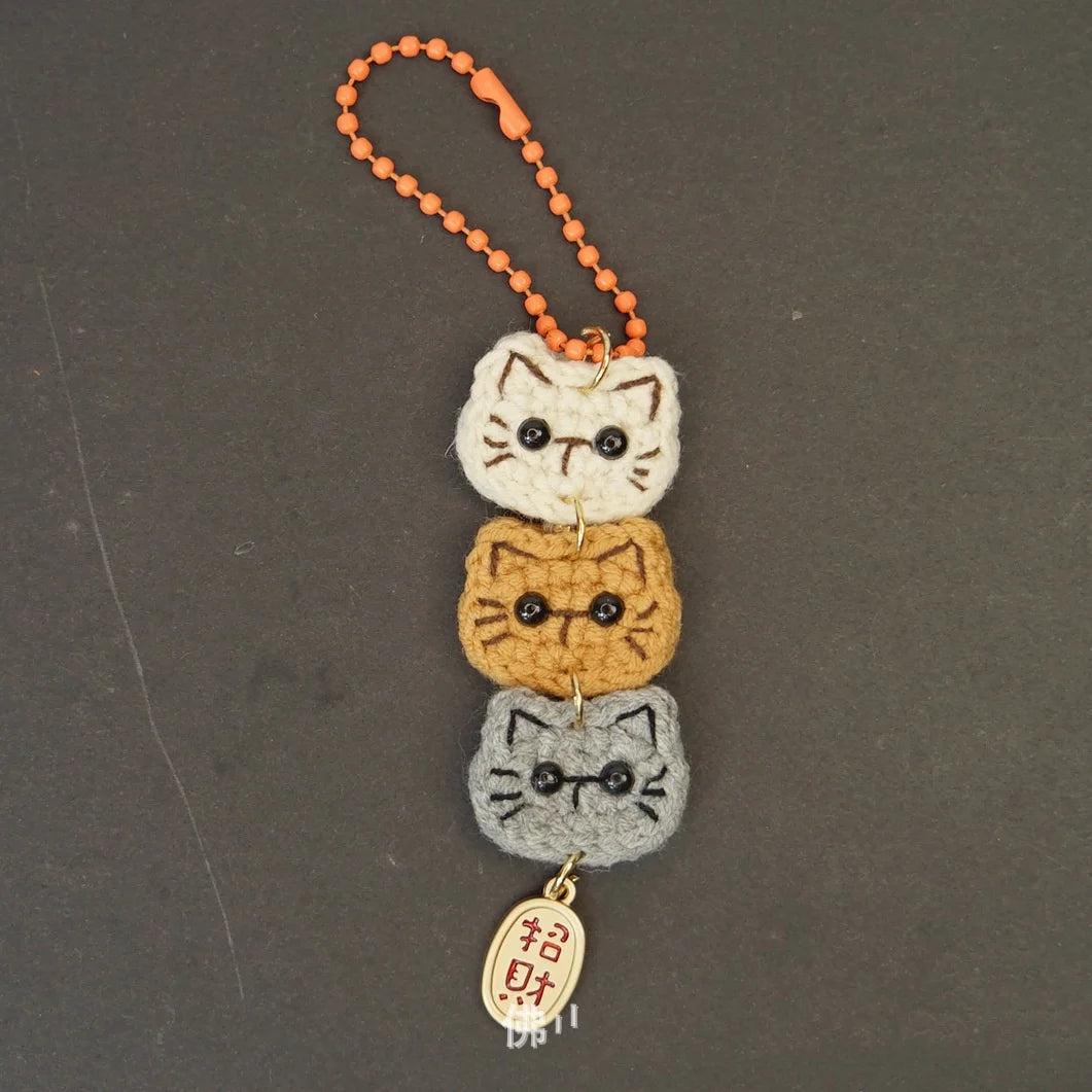 Handmade Cat Fish Keychain Crochet Doll Pendant Cute Bag Accessory 🐾🎀