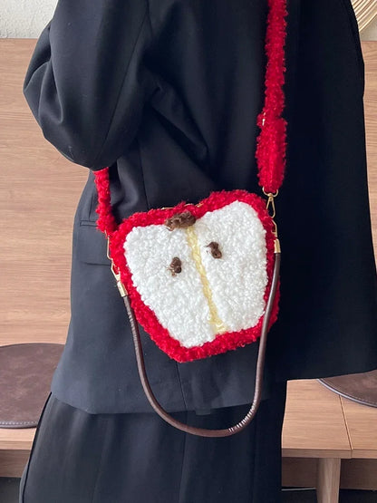 Kawaii Knitted Apple Shoulder Bag 🍏✨ - Trendy Tote & Crossbody for Stylish Women!💖👜