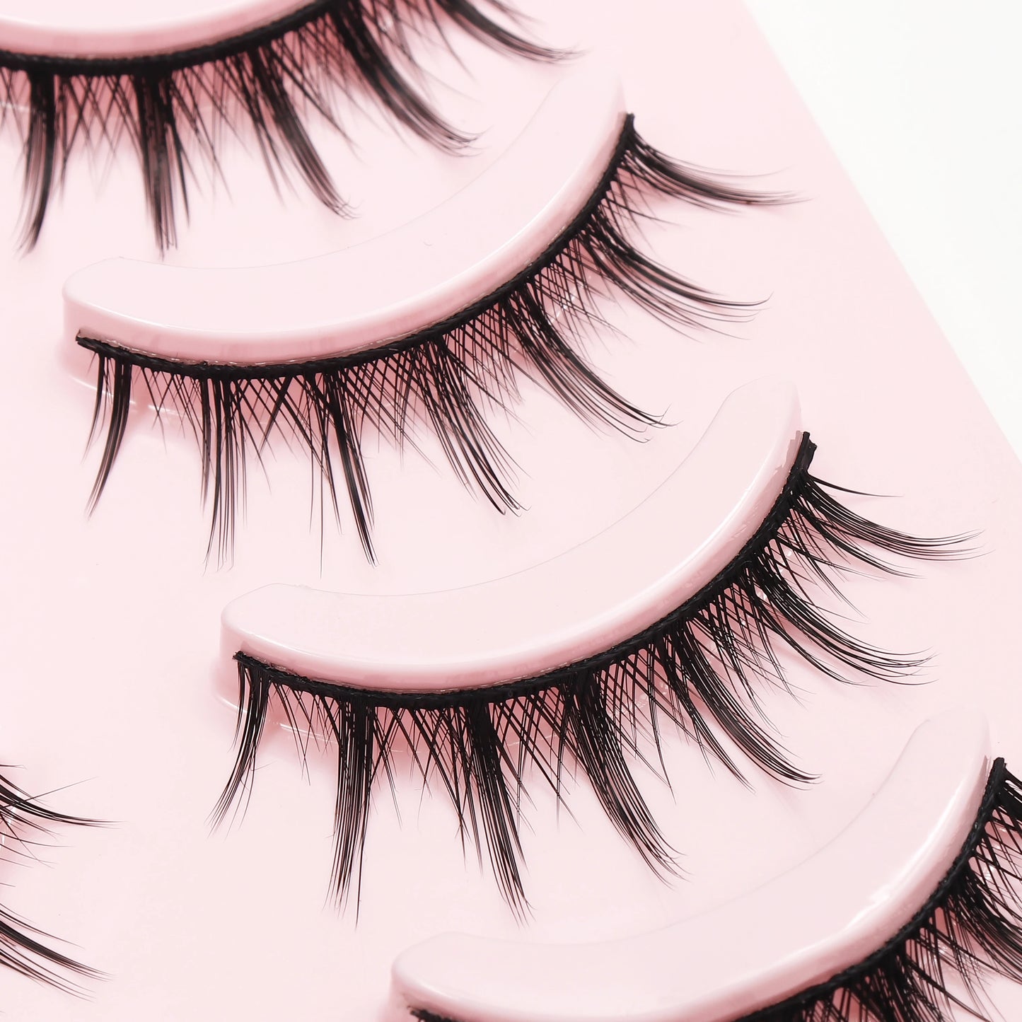 Pastel Little Devil Anime Lashes 5 Pairs Clear Band Full Strip For Natural Daily Manga Style Eyelashes 😈👁️✨