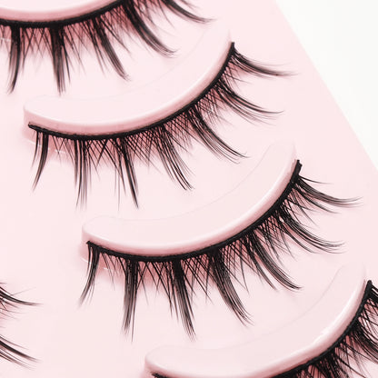 Pastel Little Devil Anime Lashes 5 Pairs Clear Band Full Strip For Natural Daily Manga Style Eyelashes 😈👁️✨