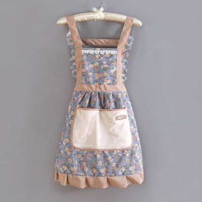 🌸 Kawaii Floral Canvas Apron 🌼 Cute & Breathable for Cooking Fun! 🍳✨