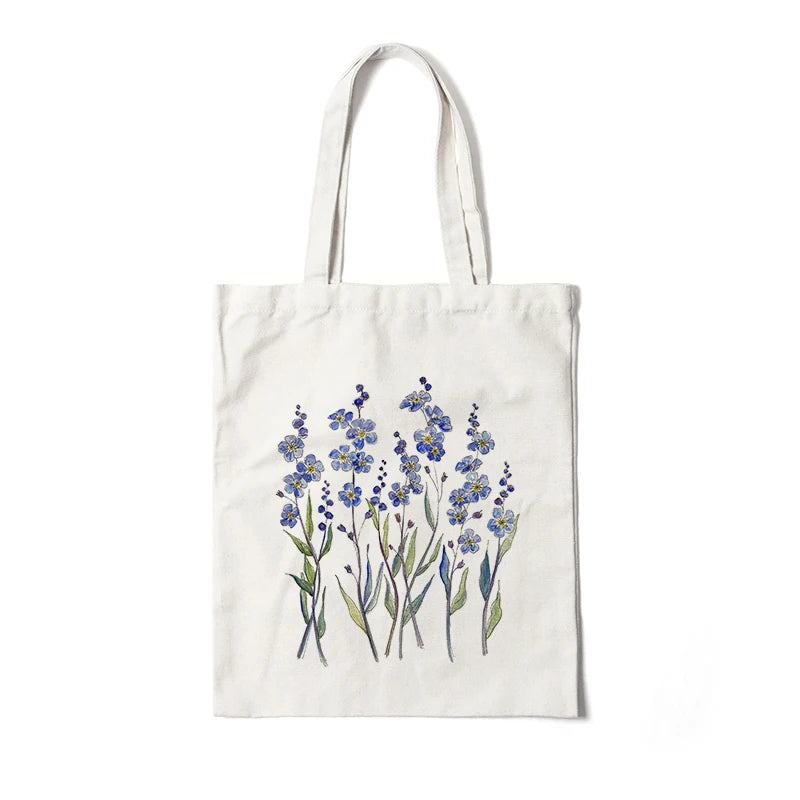 Kawaii Floral Canvas Tote 🌼💖 | Cute Eco-Friendly Shoulder Bag for School & Shopping 🌸✨