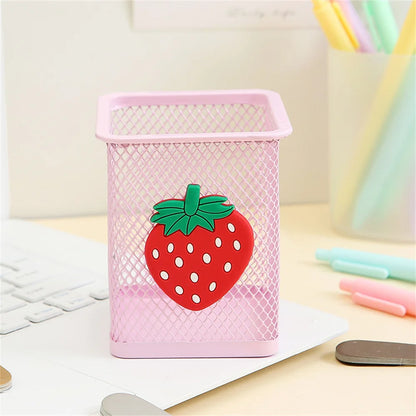 Kawaii Heart-Shaped Pen Holder 🌸 Cute Cartoon Organizer for Desk 🌈 Perfect Student & Office Decor ✏️✨