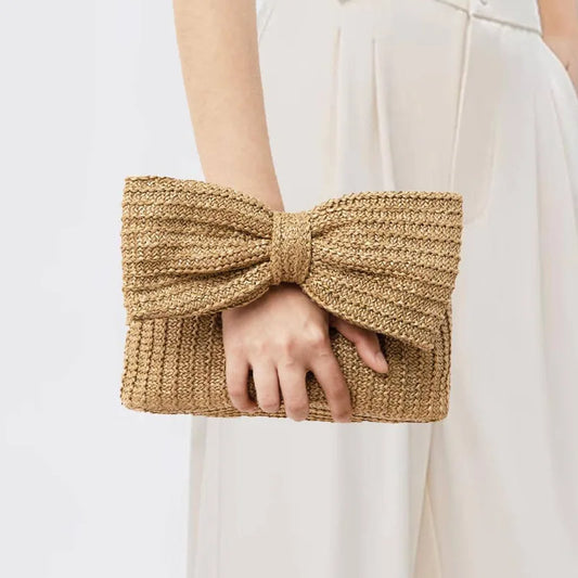 Kawaii Summer Bow Clutch Bag 🌸✨ | Adorable Straw Purse for Beach & Parties 💖 | 2024 Luxury Design 👜