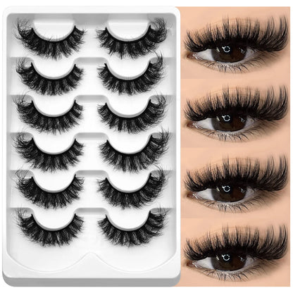 GROINNEYA Fluffy Cat Eye Lashes 8D Volume False Eyelashes D Curl Full Strip Faux Mink Lashes Cute Bloom Aesthetic 😺✨💖